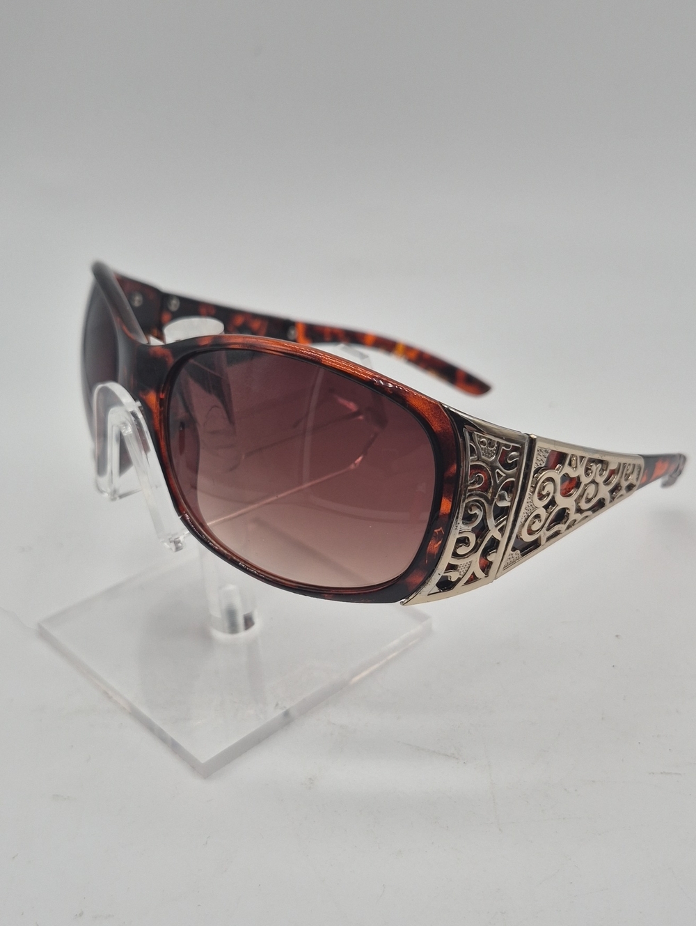 Tortoiseshell Brown Decorative-Arm Women's Sunglasses